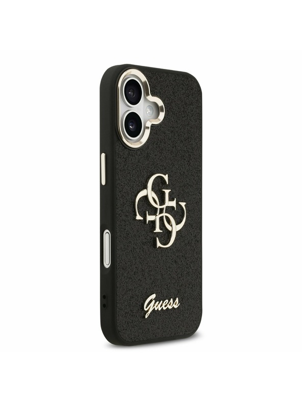 Guess Guess PU Fixed Glitter 4G Metal Frame Задний Чехол за iPhone 17 Black