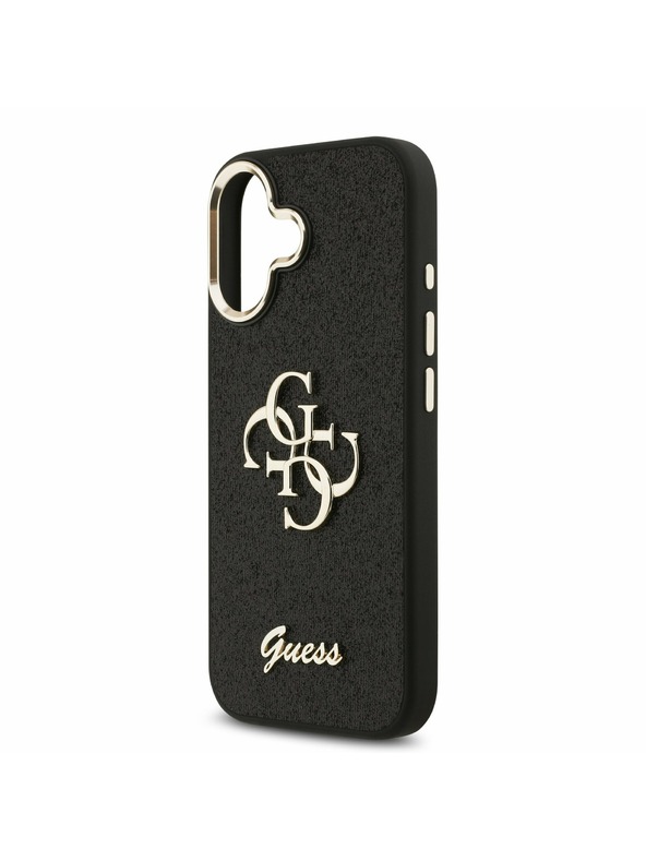 Guess Guess PU Fixed Glitter 4G Metal Frame Задний Чехол за iPhone 17 Black