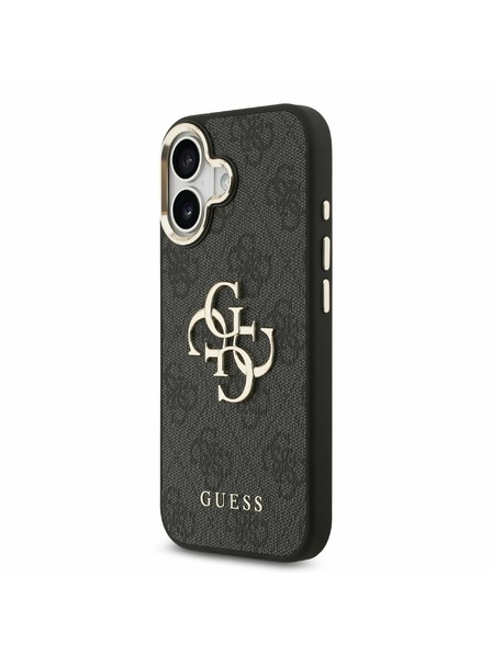 Guess Guess PU Leather 4G Metal Logo Gold Frame Задний Чехол за iPhone 17 Black