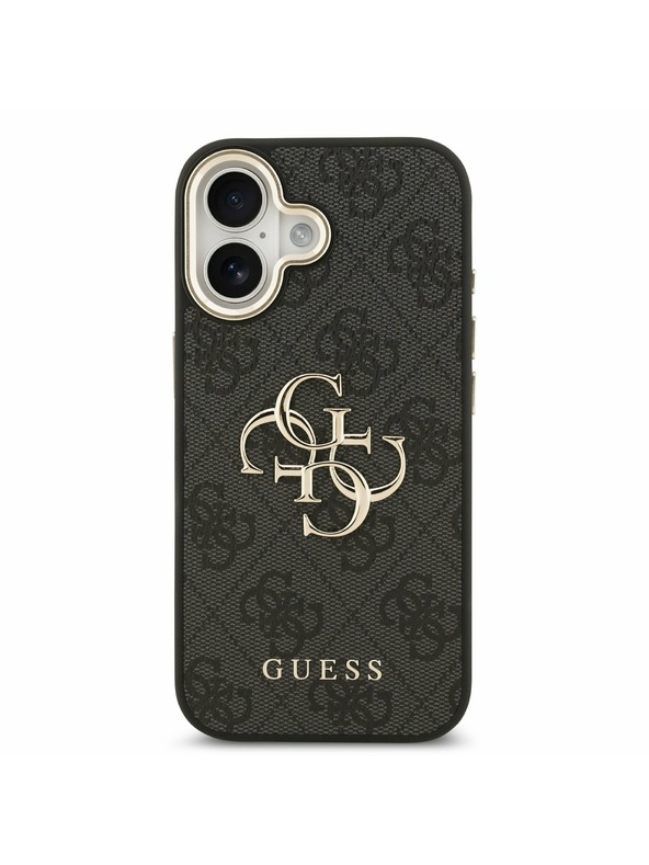 Guess Guess PU Leather 4G Metal Logo Gold Frame Задний Чехол за iPhone 17 Black