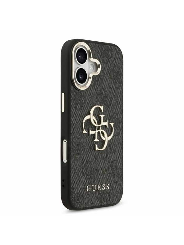 Guess Guess PU Leather 4G Metal Logo Gold Frame Задний Чехол за iPhone 17 Black