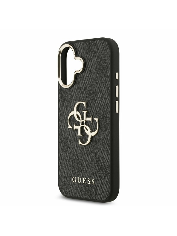 Guess Guess PU Leather 4G Metal Logo Gold Frame Задний Чехол за iPhone 17 Black