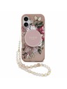 Guess Guess IML Flowers Strap MagSafe Задний Чехол за iPhone 17 Pink
