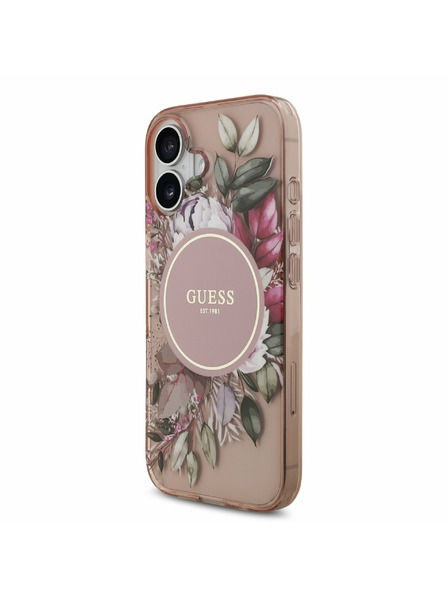 Guess Guess IML Flowers Strap MagSafe Задний Чехол за iPhone 17 Pink