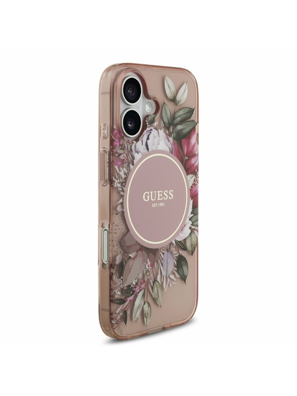 Guess Guess IML Flowers Strap MagSafe Задний Чехол за iPhone 17 Pink