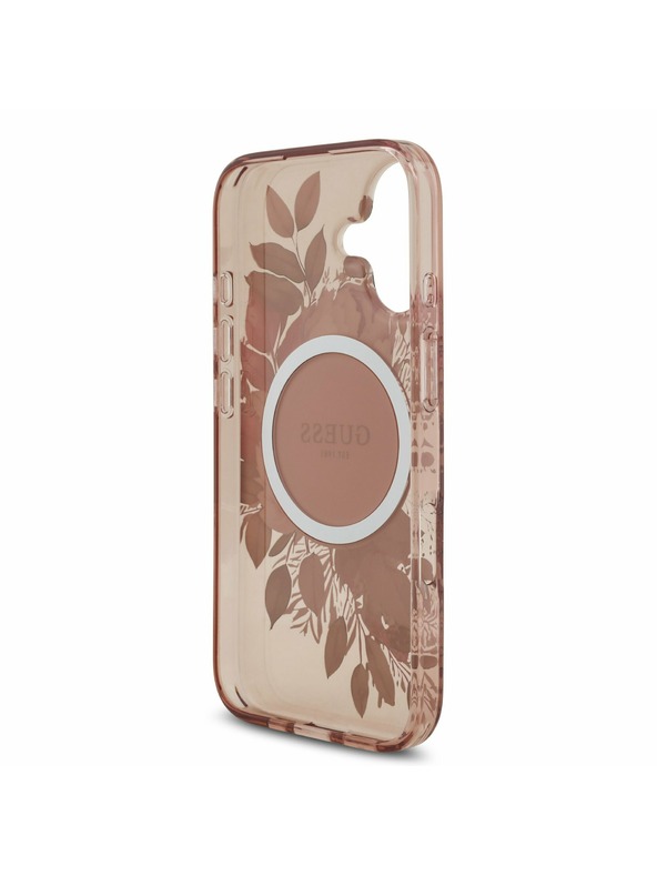 Guess Guess IML Flowers Strap MagSafe Задний Чехол за iPhone 17 Pink