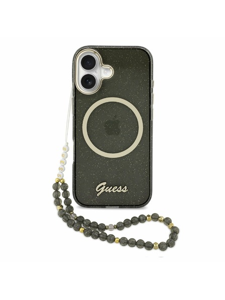 Guess Guess IML Glitter Script Strap MagSafe Задний Чехол за iPhone 17 Black