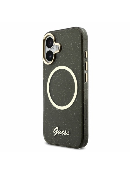 Guess Guess IML Glitter Script Strap MagSafe Задний Чехол за iPhone 17 Black