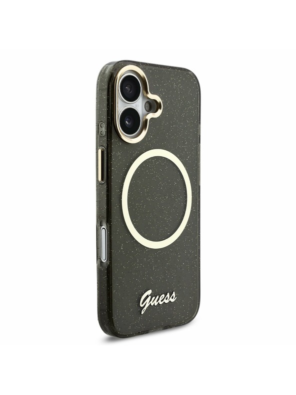 Guess Guess IML Glitter Script Strap MagSafe Задний Чехол за iPhone 17 Black