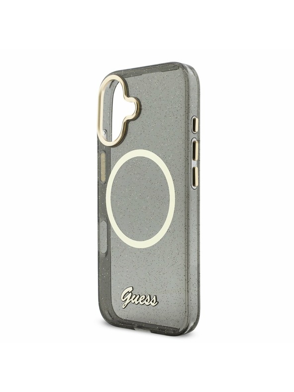 Guess Guess IML Glitter Script Strap MagSafe Задний Чехол за iPhone 17 Black