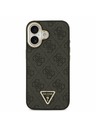 Guess Guess PU Leather 4G Strass Triangle Logo Gold Frame MagSafe Задний Чехол за iPhone 17 Black