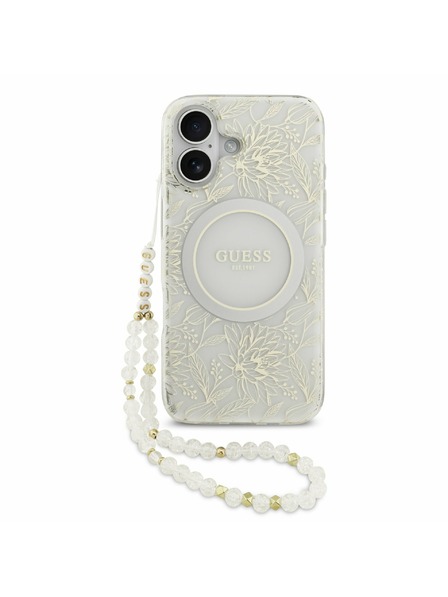 Guess Guess IML Flowers Allover Strap MagSafe Задний Чехол за iPhone 17 White