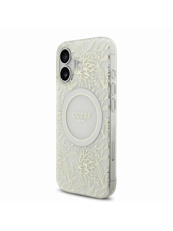 Guess Guess IML Flowers Allover Strap MagSafe Задний Чехол за iPhone 17 White