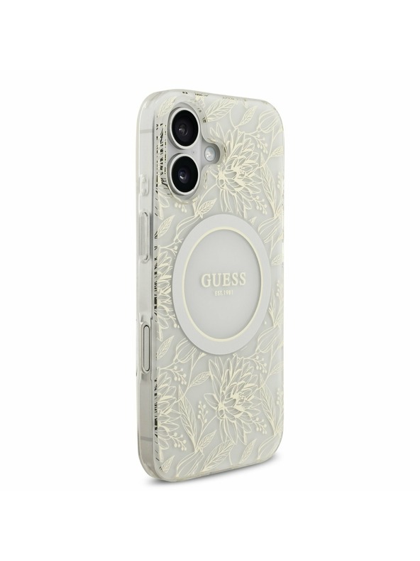 Guess Guess IML Flowers Allover Strap MagSafe Задний Чехол за iPhone 17 White