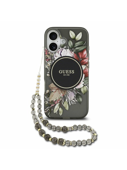 Guess Guess IML Flowers Strap MagSafe Задний Чехол за iPhone 17 Black
