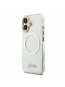 Guess Guess IML Glitter Script Strap MagSafe Задний Чехол за iPhone 17 Transparent