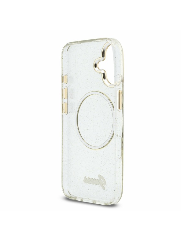 Guess Guess IML Glitter Script Strap MagSafe Задний Чехол за iPhone 17 Transparent