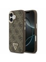 Guess Guess PU Leather 4G Strass Triangle Logo Gold Frame MagSafe Задний Чехол за iPhone 17 Brown