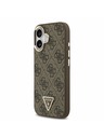 Guess Guess PU Leather 4G Strass Triangle Logo Gold Frame MagSafe Задний Чехол за iPhone 17 Brown