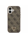 Guess Guess PU Leather 4G Strass Triangle Logo Gold Frame MagSafe Задний Чехол за iPhone 17 Brown