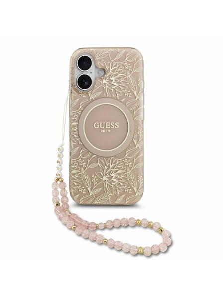 Guess Guess IML Flowers Allover Strap MagSafe Задний Чехол за iPhone 17 Pink
