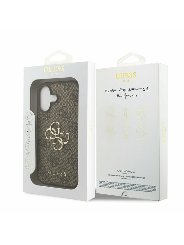 Guess Guess PU 4G Metal Logo Задний Чехол за iPhone 17 Brown