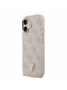 Guess Guess PU Leather 4G Strass Triangle Logo Gold Frame MagSafe Задний Чехол за iPhone 17 Pink