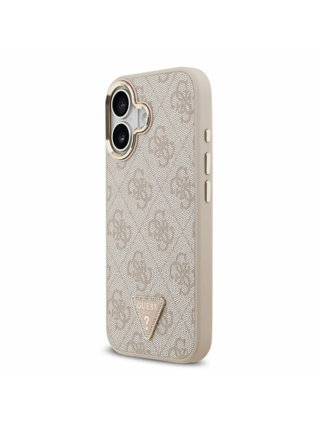 Guess Guess PU Leather 4G Strass Triangle Logo Gold Frame MagSafe Задний Чехол за iPhone 17 Pink