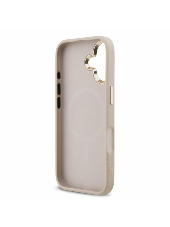 Guess Guess PU Leather 4G Strass Triangle Logo Gold Frame MagSafe Задний Чехол за iPhone 17 Pink