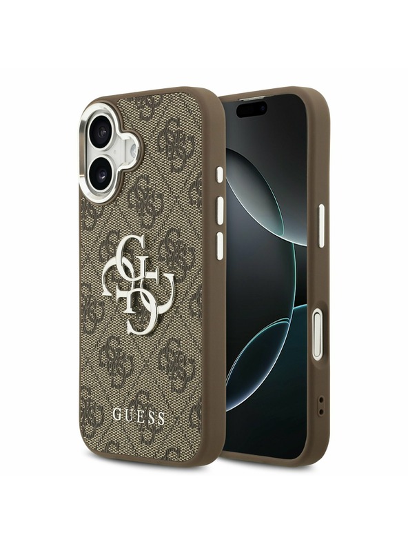 Guess Guess PU 4G Metal Logo Задний Чехол за iPhone 17 Silver Brown