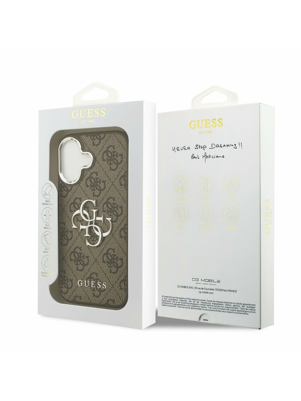 Guess Guess PU 4G Metal Logo Задний Чехол за iPhone 17 Silver Brown