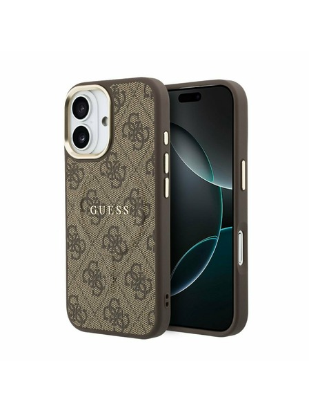Guess Guess PU Leather 4G Gold Frame MagSafe Задний Чехол для iPhone 17 Brown