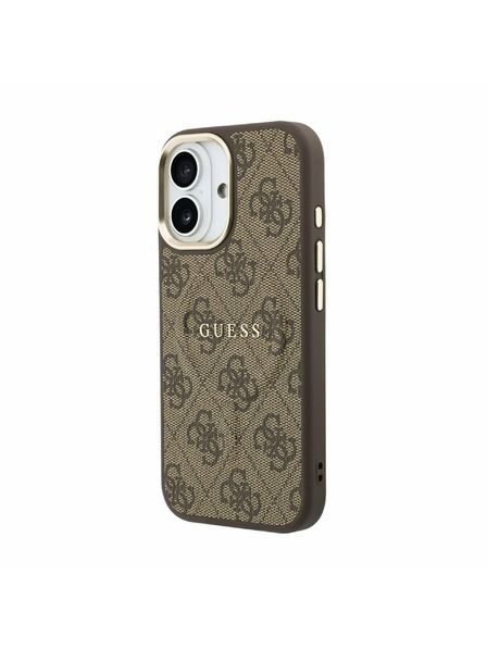 Guess Guess PU Leather 4G Gold Frame MagSafe Задний Чехол для iPhone 17 Brown