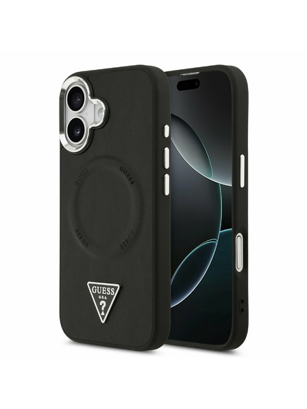 Guess Guess PU Leather Triangle Logo MagSafe Задний Чехол для iPhone 17 Black