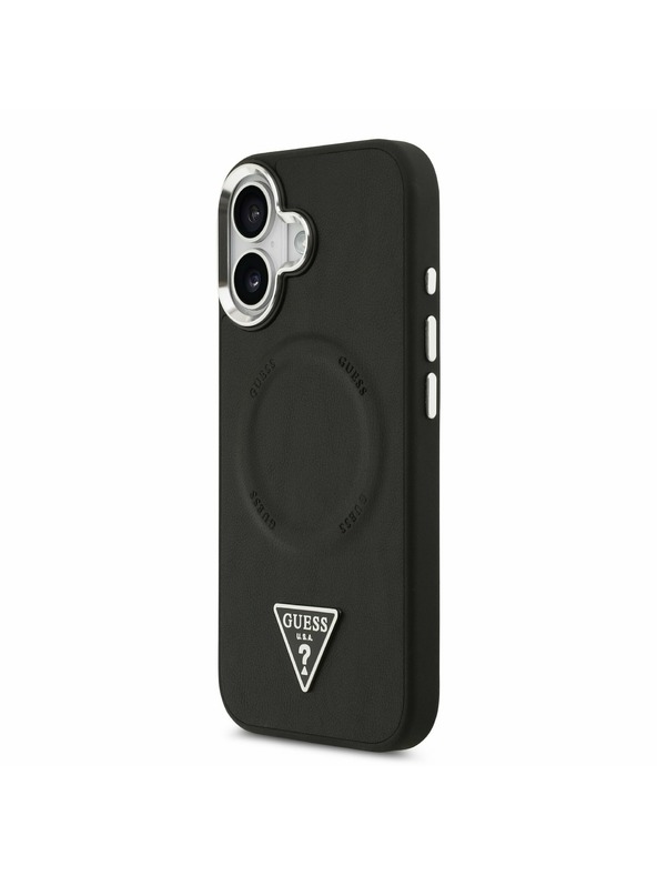 Guess Guess PU Leather Triangle Logo MagSafe Задний Чехол для iPhone 17 Black