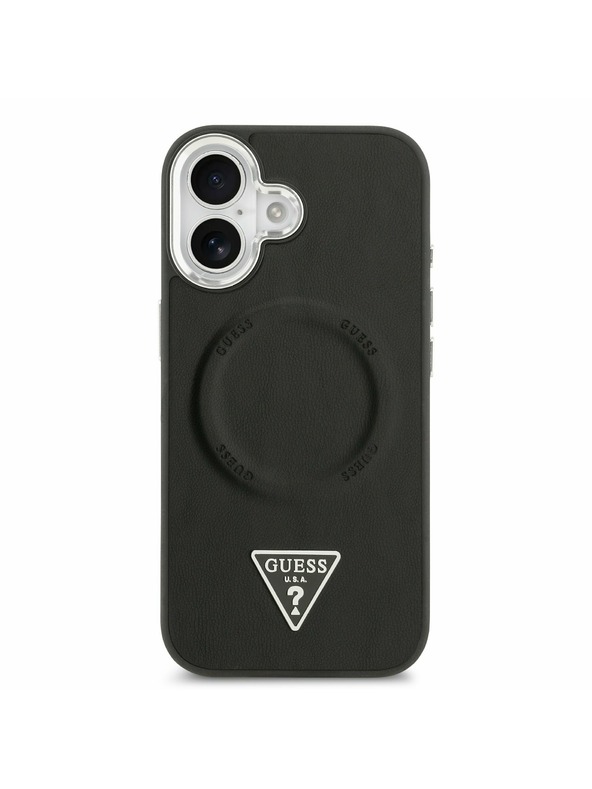 Guess Guess PU Leather Triangle Logo MagSafe Задний Чехол для iPhone 17 Black