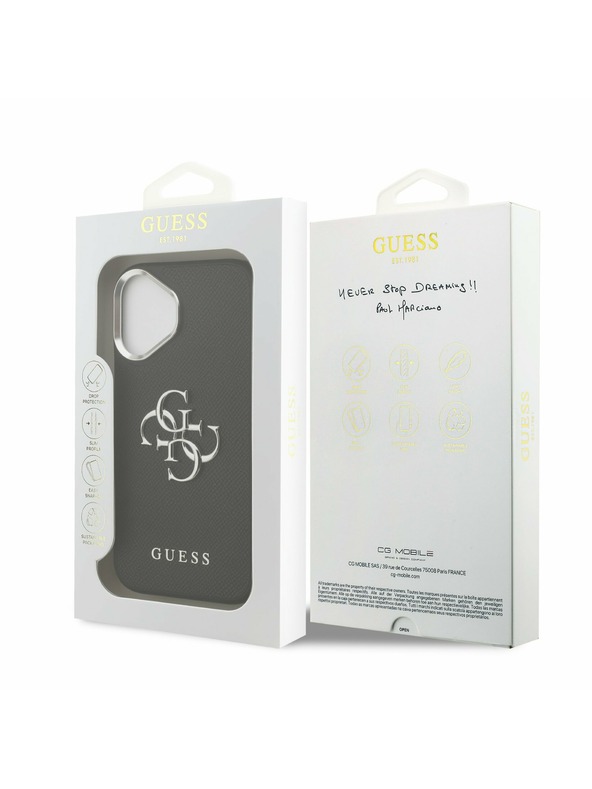 Guess Guess PU Grained 4G Metal Logo Задний Чехол для iPhone 17 Black