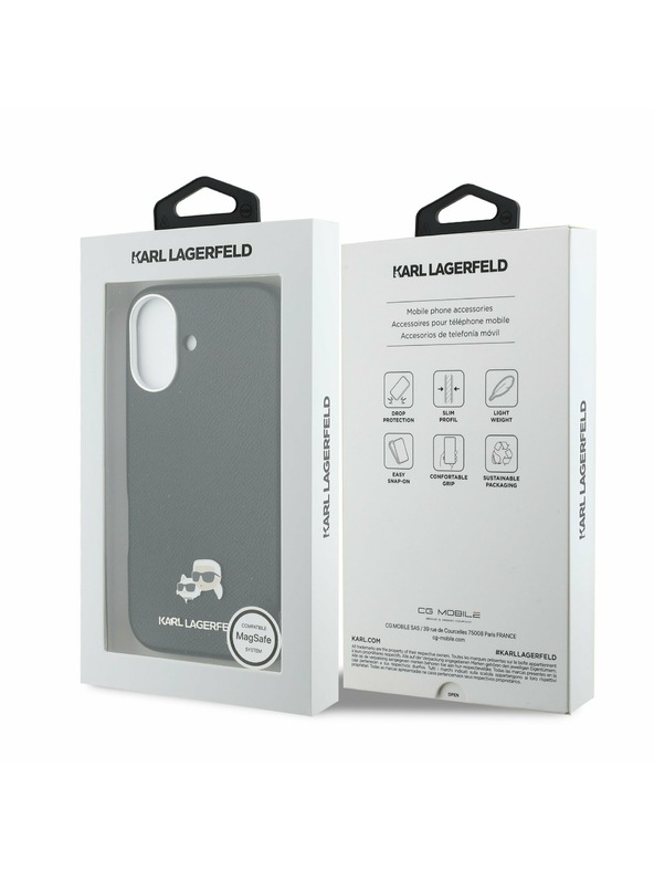 Karl Lagerfeld Karl Lagerfeld PU Karl and Choupette Heads Pins MagSafe Задний Чехол для iPhone 17 Black