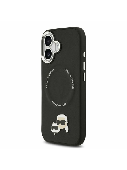 Karl Lagerfeld Karl Lagerfeld PU Karl and Choupette Heads Pins MagSafe Задний Чехол для iPhone 17 Black