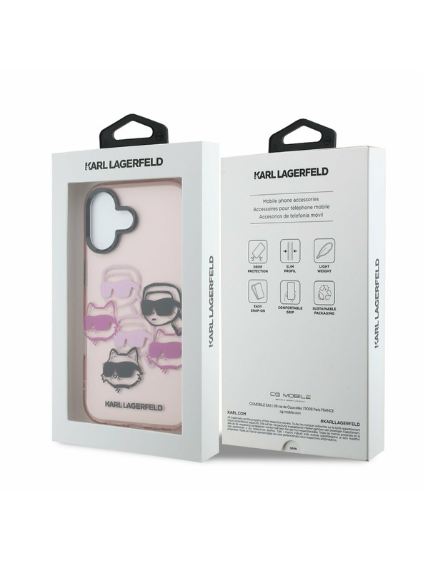 Karl Lagerfeld Karl Lagerfeld IML Multi K&CH Heads Задний Чехол для iPhone 17 Pink