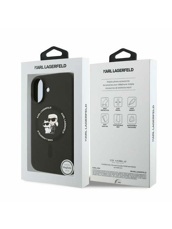 Karl Lagerfeld Karl Lagerfeld Liquid Silicone Karl and Choupette MagSafe Задний Чехол для iPhone 17 Black