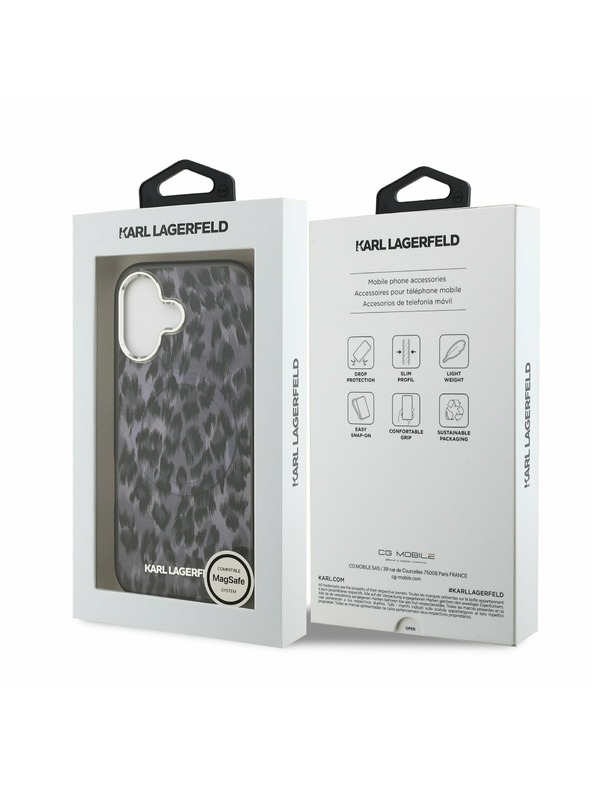 Karl Lagerfeld Karl Lagerfeld IML Leopard MagSafe Задний Чехол для iPhone 17 Grey