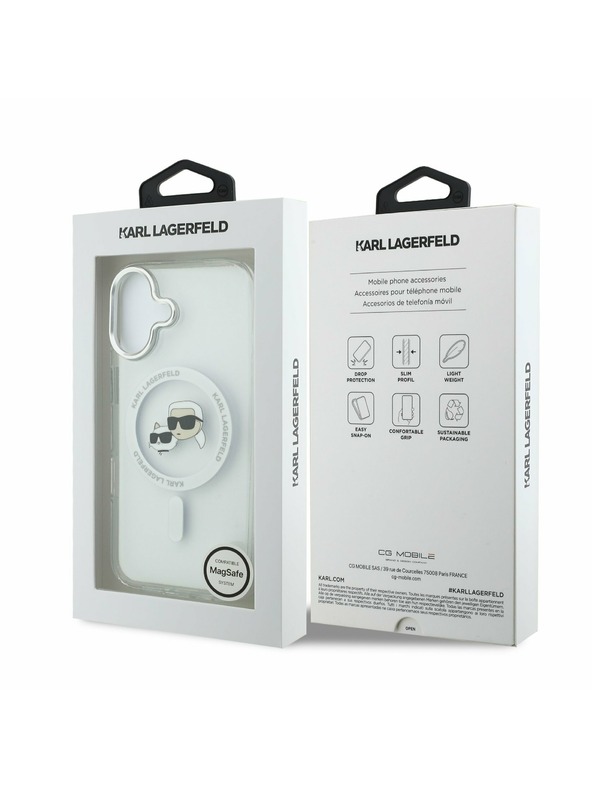 Karl Lagerfeld Karl Lagerfeld IML K&CH Heads Metal Frame MagSafe Задний Чехол для iPhone 17 Transparent