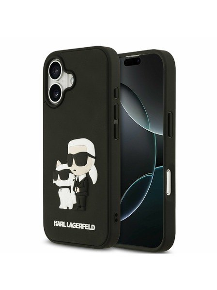 Karl Lagerfeld Karl Lagerfeld 3D Rubber Karl and Choupette Задний Чехол для iPhone 17 Black