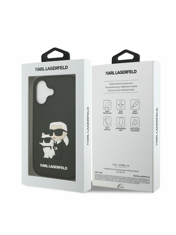 Karl Lagerfeld Karl Lagerfeld 3D Rubber Karl and Choupette Задний Чехол для iPhone 17 Black
