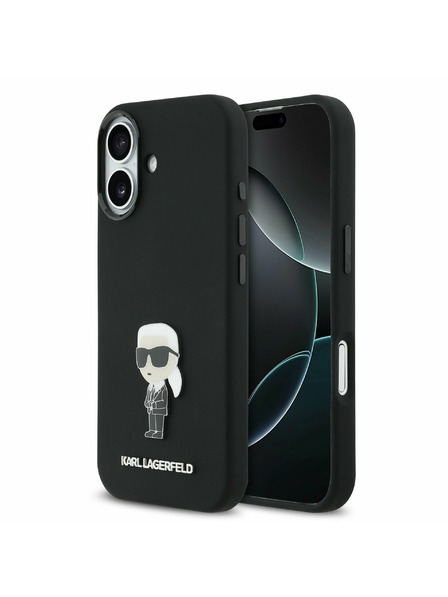 Karl Lagerfeld Karl Lagerfeld Liquid Silicone Metal Ikonik Задний Чехол для iPhone 17 Black