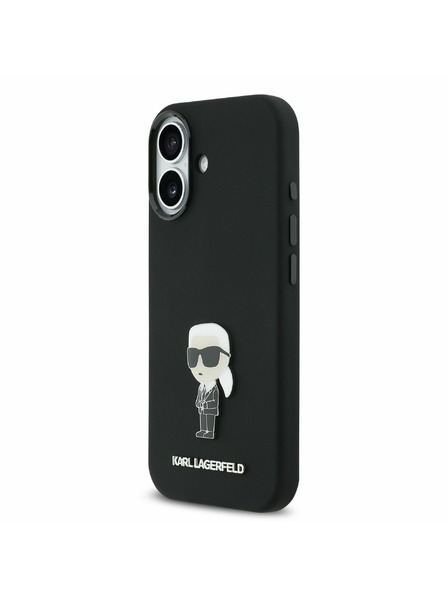 Karl Lagerfeld Karl Lagerfeld Liquid Silicone Metal Ikonik Задний Чехол для iPhone 17 Black