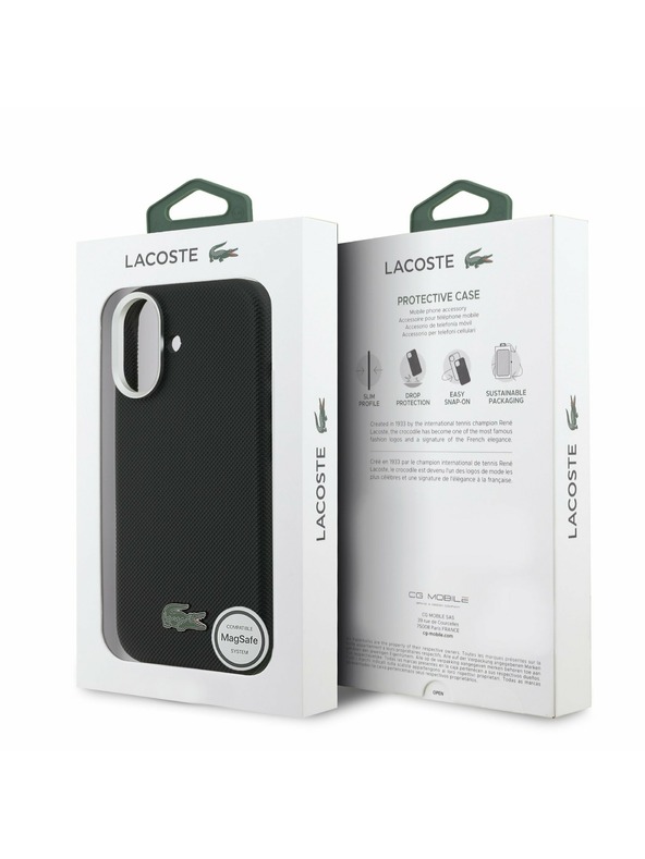 Lacoste Lacoste PVC Iconic Petit Pique Metal Logo MagSafe Задний Чехол для iPhone 17 Black