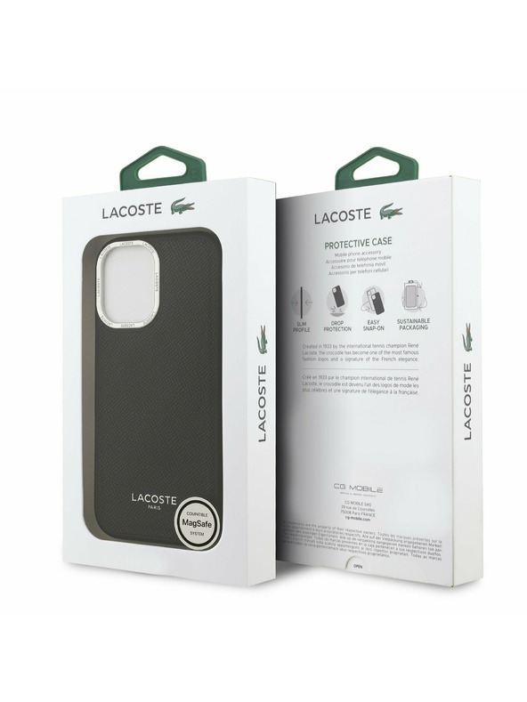 Lacoste Lacoste PU Leather Champs Elysees MagSafe Задний Чехол для iPhone 17 Black