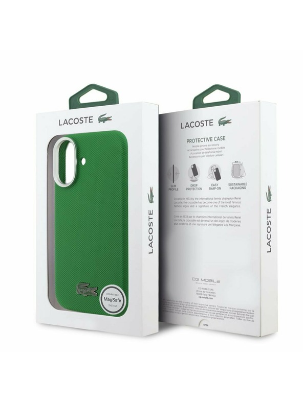 Lacoste Lacoste PVC Iconic Petit Pique Metal Logo MagSafe Задний Чехол для iPhone 17 Green